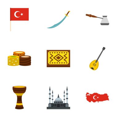 Türkiye'de seyahat simgeler ayarla, stil düz