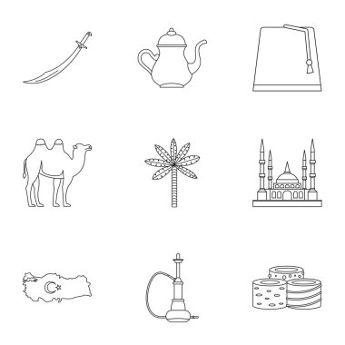 Türkiye in Icons set, anahat stili