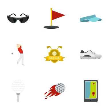 Icons set golf, stil düz