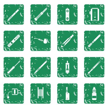 Grunge vaping Icons set