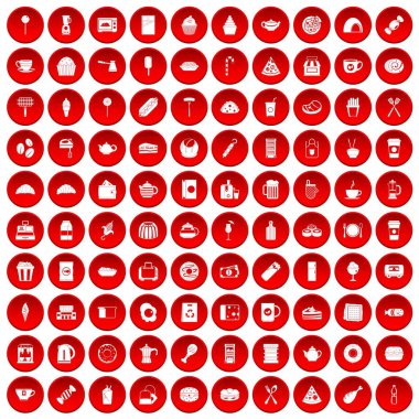 kırmızı 100 kafe Icons set