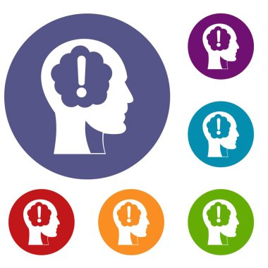 Icons set içinde ünlem işareti ile baş