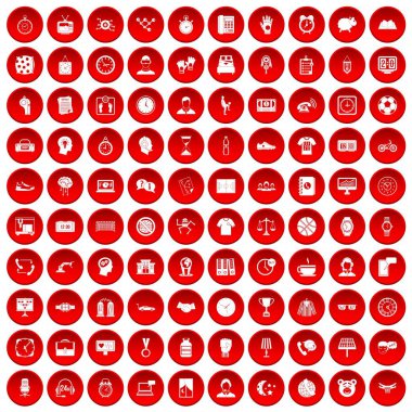 kırmızı 100 saat Icons set
