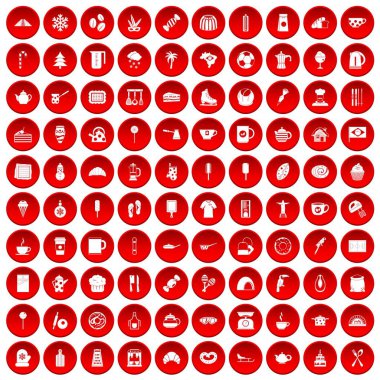 kırmızı 100 kahve Icons set