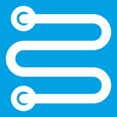 Isıtmalı havlu demiryolu simgesi beyaz izole üzerinde mavi arka plan vektör çizim