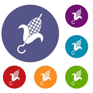 Izgarada mısır koçanı Icons set
