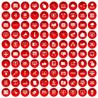 100 bilgisayar simgeler kırmızı ayarla