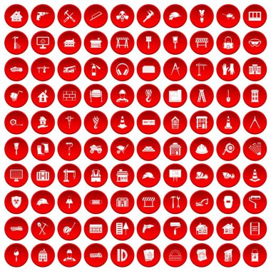 kırmızı 100 inşaat Icons set