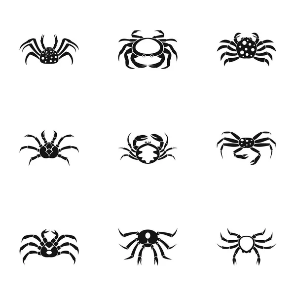 Types d'icônes de crabe ensemble, style simple — Image vectorielle