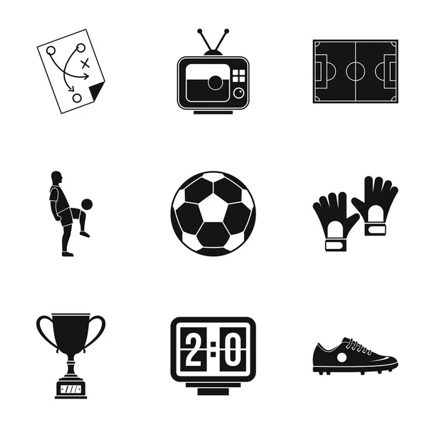 Conjunto de iconos de fútbol, estilo simple — Vector de stock