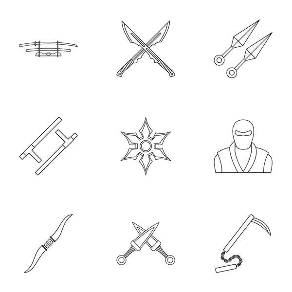 Ícones de armas antigas conjunto, estilo esboço —  Vetores de Stock