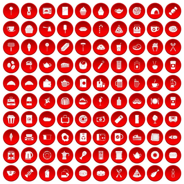 kırmızı 100 kafe Icons set