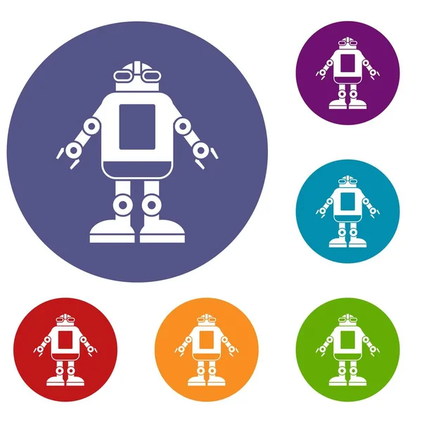 Conjunto de iconos de robot de máquina de automatización — Vector de stock