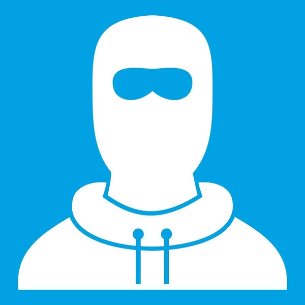 Man in balaclava pictogram wit — Stockvector