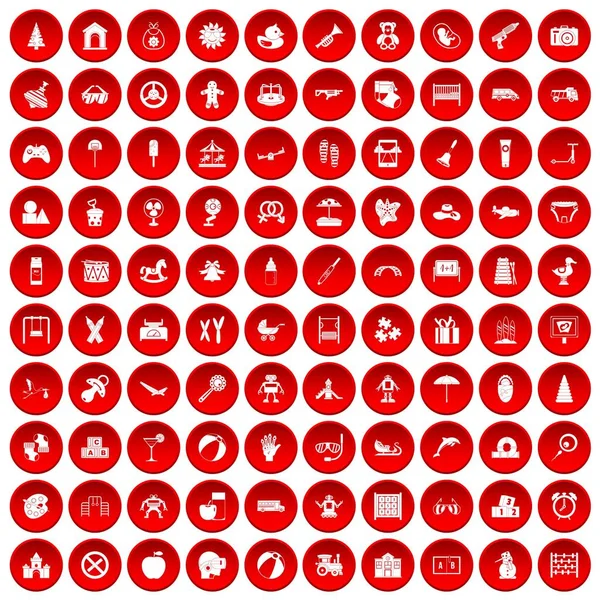 Kırmızı 100 çocukluk Icons set — Stok Vektör