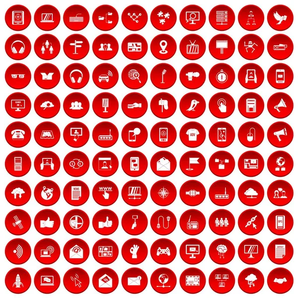 kırmızı 100 iletişim Icons set