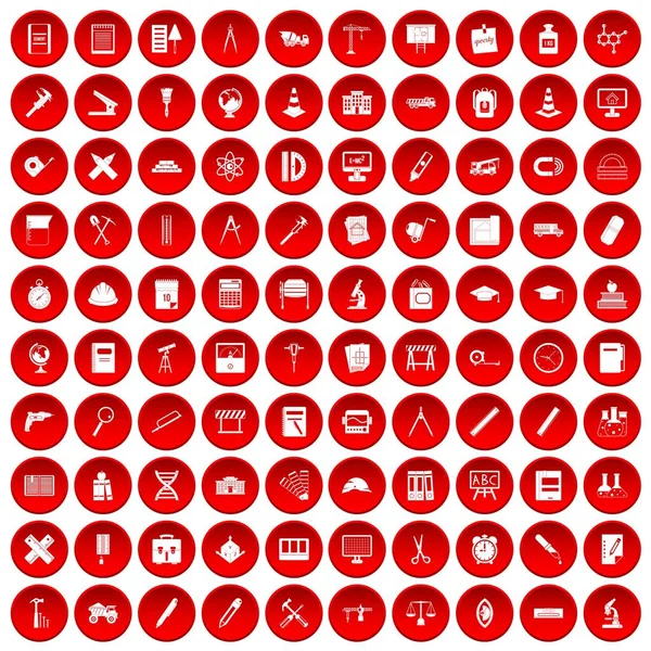 100 pusula simgeler kırmızı ayarla — Stok Vektör