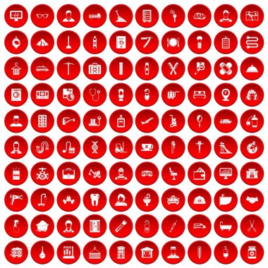 kırmızı 100 zanaat Icons set