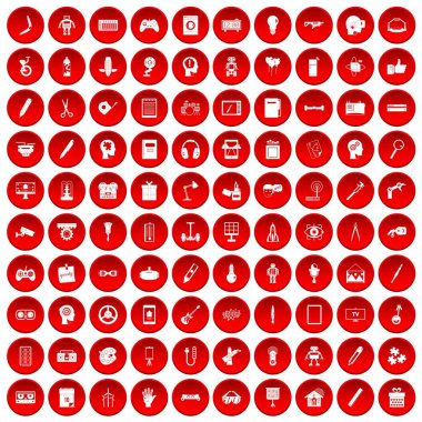 kırmızı 100 yaratıcı bir fikir Icons set