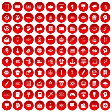 kırmızı 100 yaratıcı pazarlama Icons set