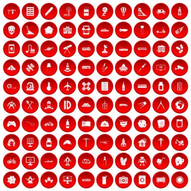 kırmızı 100 geliştirme Icons set