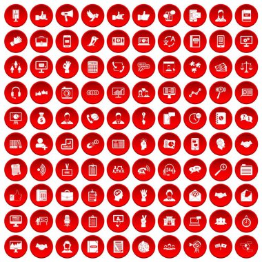 kırmızı 100 iletişim Icons set