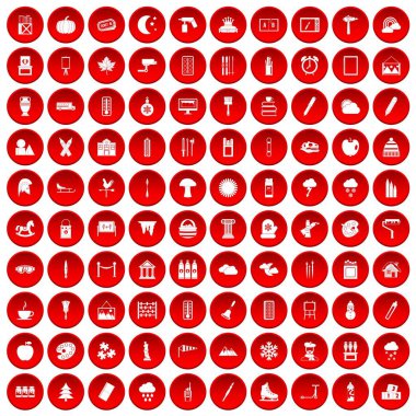 kırmızı 100 çizim Icons set