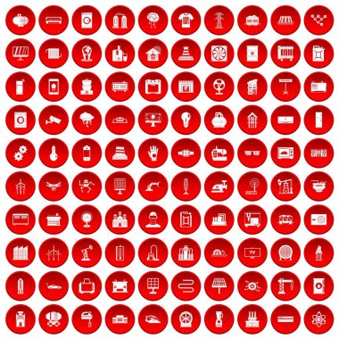kırmızı 100 Elektrik Mühendisliği Icons set