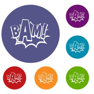 Bam, çizgi roman kabarcık Icons set