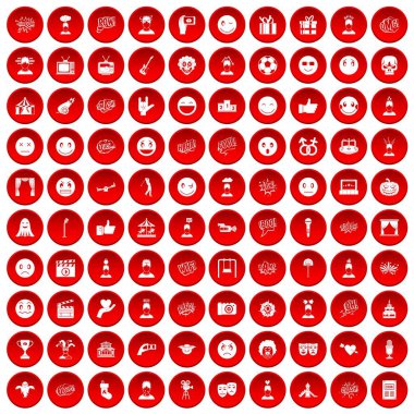 kırmızı 100 duygu Icons set