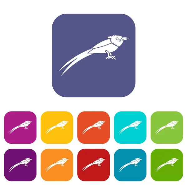 Asian paradise flycatcher icons set — Stock Vector