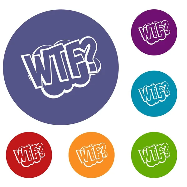 WTF, comic book bubble text icons set — Stock Vector