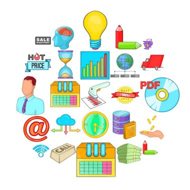 Dijital satış Icons set, karikatür tarzı