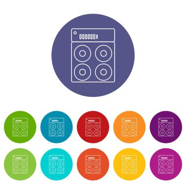 Hoparlör kutusu simgeleri vektör renk ayarla