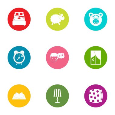 Pijama Icons set, düz stil