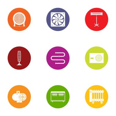 Isı Icons set artırmak, stil düz