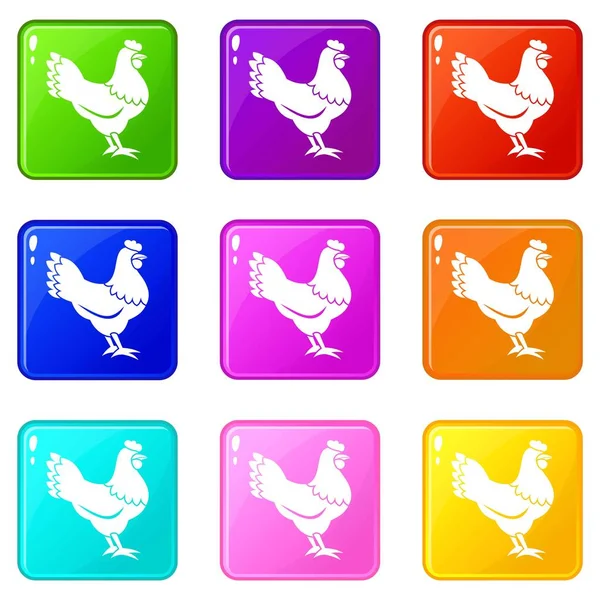 Conjunto de ícones de galinha 9 — Vetor de Stock