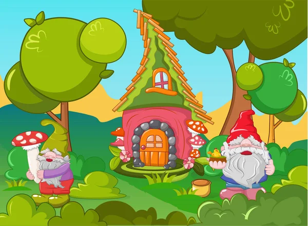 Home gnome concept banner, cartoon stil — Stockvektor