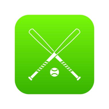 Çapraz beyzbol sopaları ve topu simgesini dijital yeşil