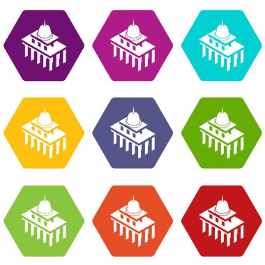 9 vektör Beyaz Saray ABD Icons set