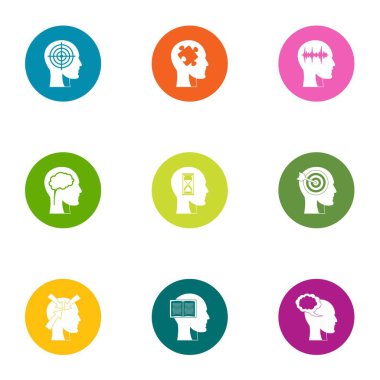 Farkındalık Icons set, düz stil