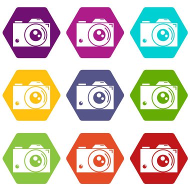 9 vektör retro kamera Icons set
