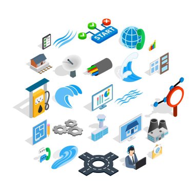 Elektrik ışık Icons set, izometrik stili