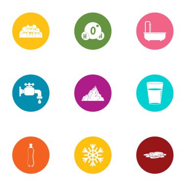 Nargile Icons set, düz stil