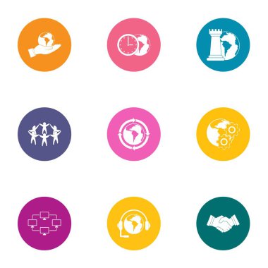 Uzlaşma Icons set, düz stil