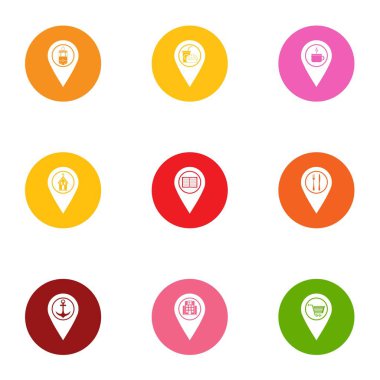 Paragraf Icons set, düz stil