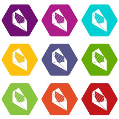 9 vektör açık zarf Icons set