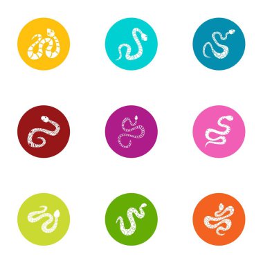 Yılan Icons set, düz stil