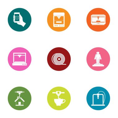 Malzeme Icons set baskı, stil düz