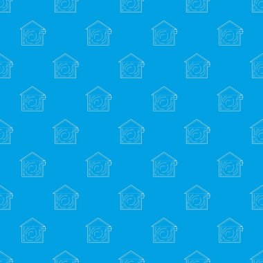 Havalandırılmış ev desen vektör kesintisiz mavi